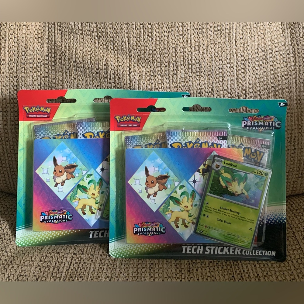 LOT OF 2 Pokemon Prismatic Evolutions Tech Sticker Collection LEAFEON Sealed NEW - Picture 5 of 5